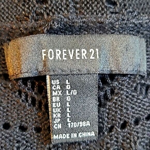 Forever 21 Long Black Cardigan Sweater, Sleeveless, Size Large - Picture 6 of 7